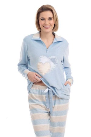 pijama-mujer-invierno-cremallera-rayas-corazon-azul-lohe-1570