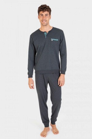 pijama-invierno-hombre-largo-massana-vigore-carbon-detalle-azules-bolsillo-lateral
