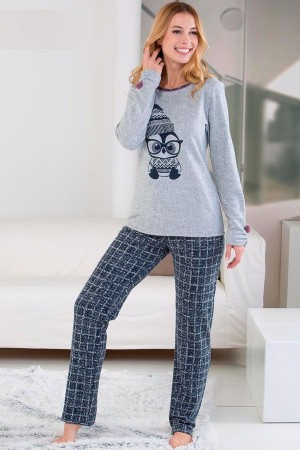 Pijama invierno gris pingüino de Massana