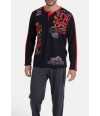 pijama-algodon-negro-estampado-rojo-caballero-massana-detalle-P731310