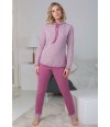 pijama-mujer-largo-invierno-massana-rosa-estampado-cuadros-cordones-detalle
