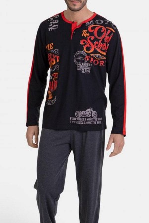 pijama-algodon-negro-estampado-rojo-caballero-massana-detalle-P731310