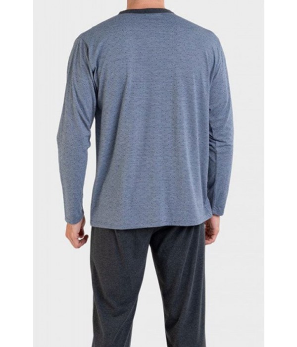 pijama-hombre-verano-manga-larga-tejano-camiseta-abierta-pantalon-largo-algodon-Massana-P221312