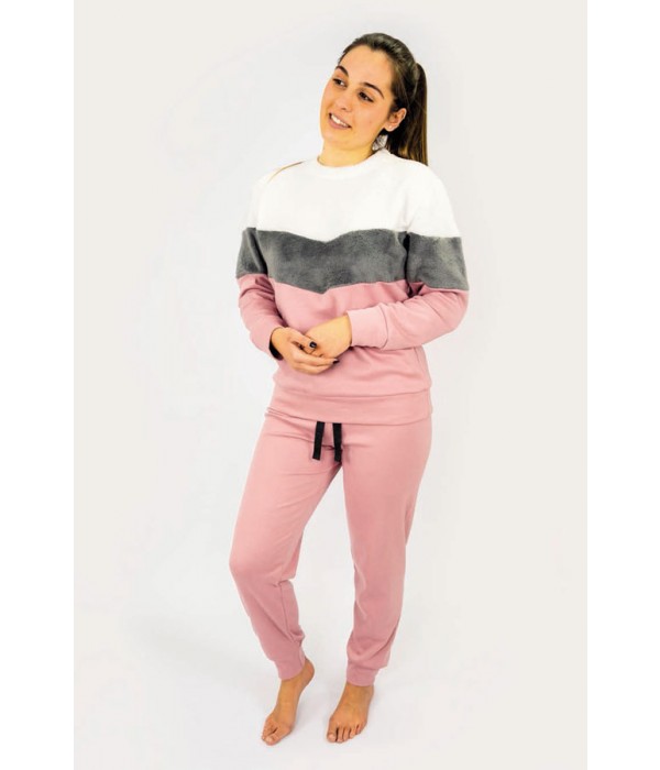 pijama-mujer-invierno-rosa-blanco-gris-polar-teresa-21126