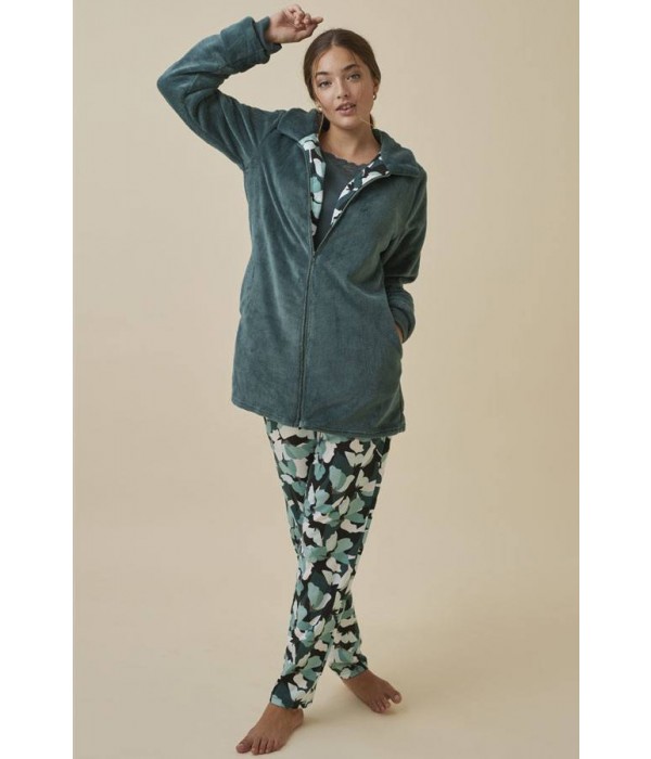 pijama-mujer-tres-piezas-verde-largo-invierno-promise-estampado-manga-larga-N14483